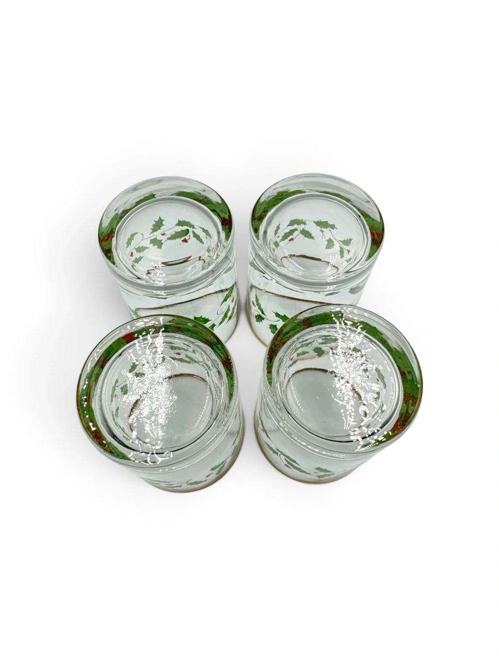 Vintage Lenox Holiday Holly Berry 12 Oz Glasses NOS Boxed Set of 4